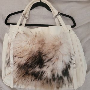 FURLA SOFT leather HOBO bag With soft fur accents. No scuffs and Well cared.
